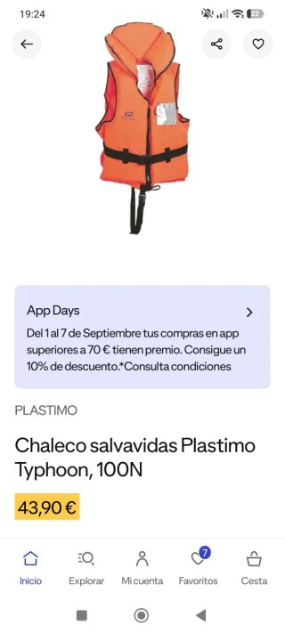 Chaleco salvavidas talla S