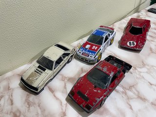 Set 4 Macchinine d'epoca: Ferrari, Porsche, Lancia