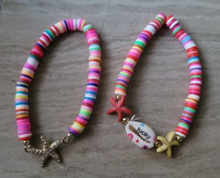 Set 2 bracciali perline heishi multicolore