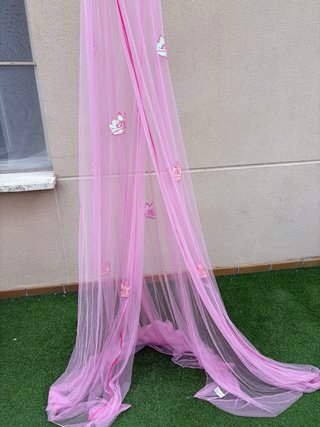 Dosel cama rosa niña coronas princesa 240cm