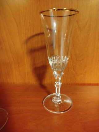 Lote 5 copas de champán y brindis vintage filo oro