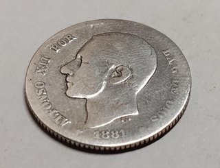 Moneda 1 Peseta Plata 1881 Alfonso XII