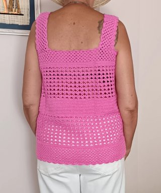 Top Ganchillo Hecho a Mano Rosa