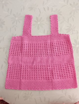 Top Ganchillo Hecho a Mano Rosa