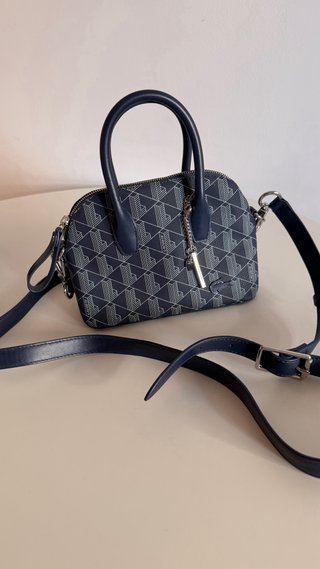 Bolso Lacoste Azul y Blanco Pequeño