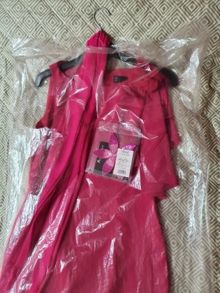 Vestido rosa Alberto Sola con chal