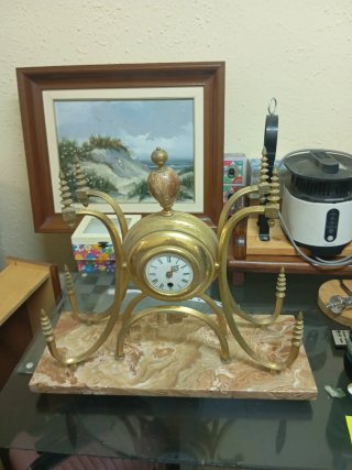 Reloj vintage latón y mármol