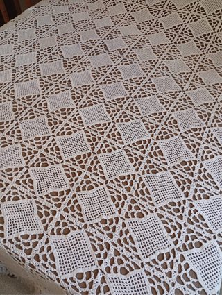 Colcha ganchillo macramé vintage