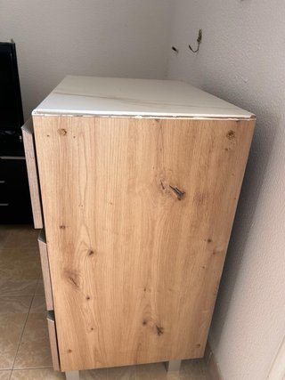 Mueble de baño madera y mármol