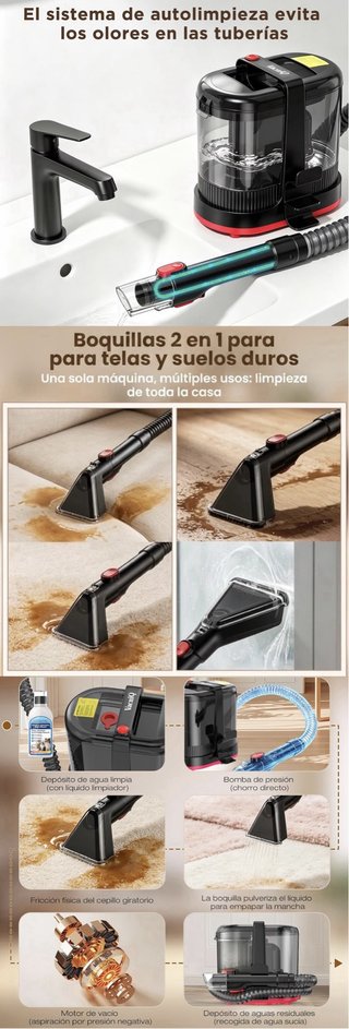 Aspirador Limpiador de Tapicerías 25kPa 1400ML