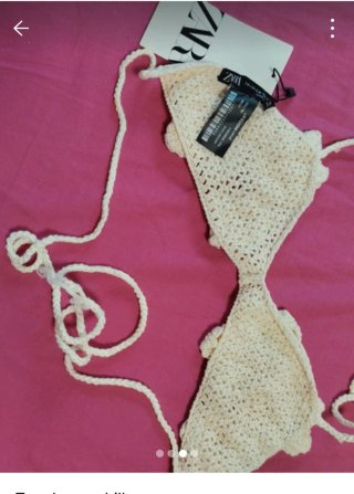 Top ganchillo flores beige talla única