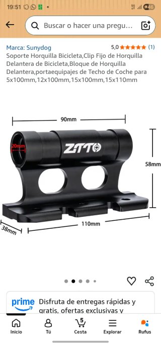 Soporte horquilla ZTTO bici