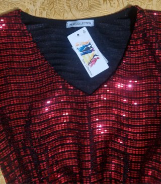 Abito da sera donna paillettes rosso e nero