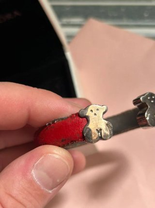 Pulsera Tous de plata 925 y piel roja