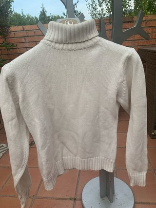 Jersey cuello alto blanco, algodón.