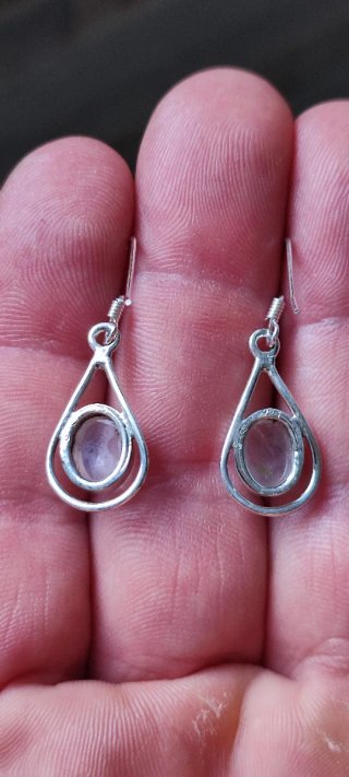 Pendientes de Plata y Cuarzo Rosa.