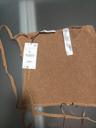 Top MII brillante dorado espalda descubierta Talla