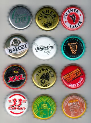 X12 Chapas Cerveza AFRICA raras KENYA 7ZF tusker