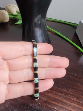Pulsera Piedra Natural Unisex Negra Turquesa