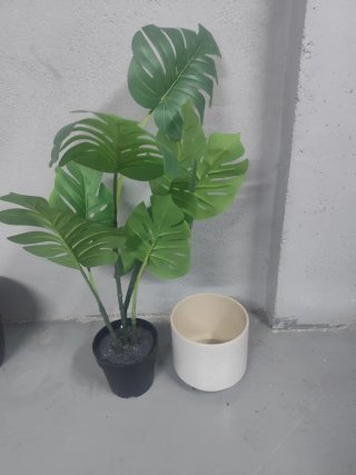 Planta Monstera Artificial 1m con Maceta cerámica