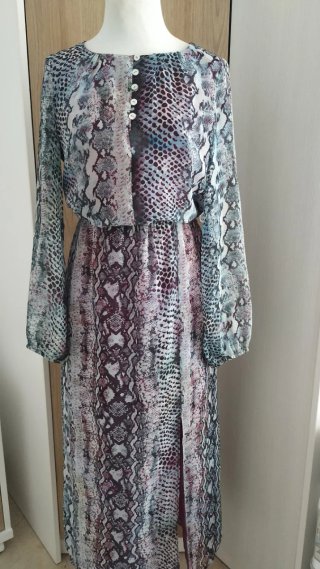 Vestido largo manga larga estampado serpiente M