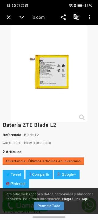 Batería ZTE Li-ion 2000mAh