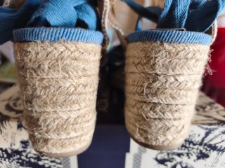 Zapatillas esparto con corazón azul