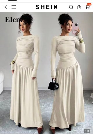 Vestido SHEIN beige manga larga