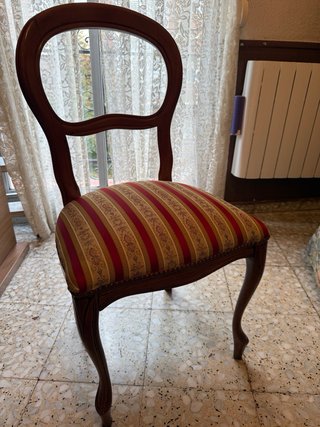 Conjunto 4 sillas comedor tela y madera