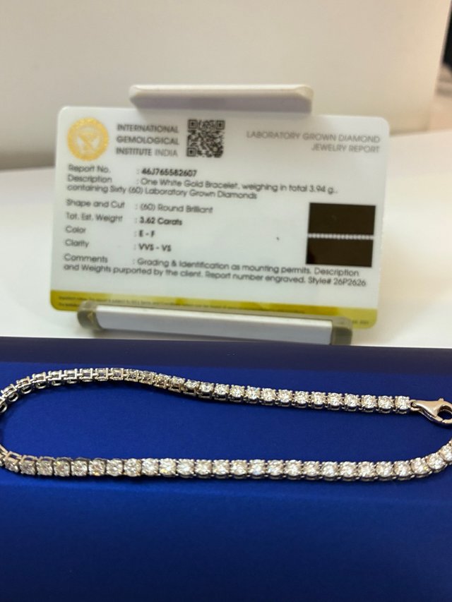Pulsera Tenis Oro Blanco 14k 3.62 Ct Diamantes CVD