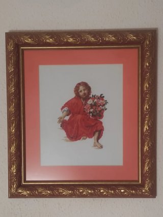 Cuadro religioso Niño Jesús con flores