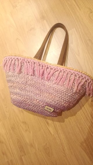 Bolso capazo playa degradado rosa y morado