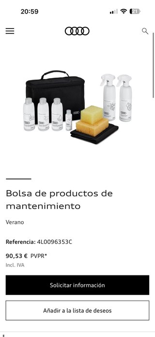 Kit Limpieza Audi nuevo sin estrenar