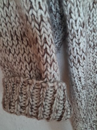 Chaqueta punto lana gruesa jaspeada beige y marrón