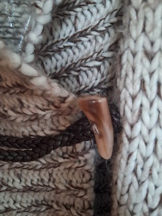 Chaqueta punto lana gruesa jaspeada beige y marrón
