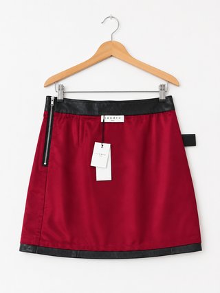 Falda Sandro Piel Negra Volante