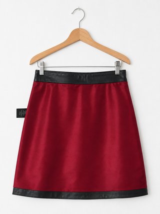 Falda Sandro Piel Negra Volante