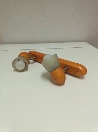 Lámpara de techo madera y cristal