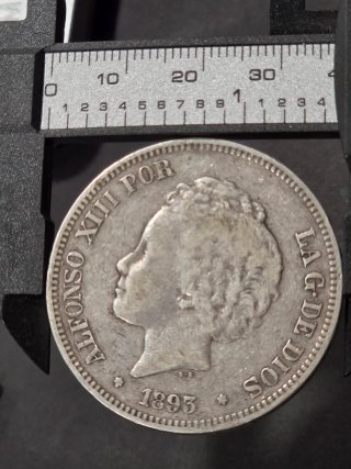 5 Pesetas Alfonso XIII 1893 Plata Madrid