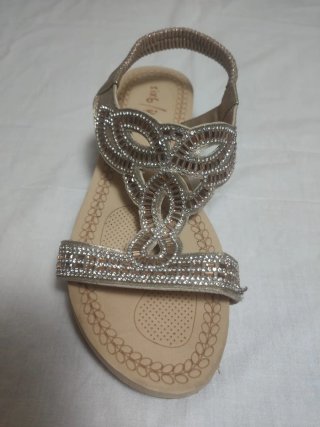 Sandali donna glitter e strass champagne 39