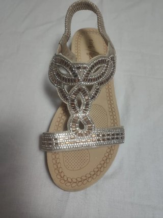 Sandali donna glitter e strass champagne 39