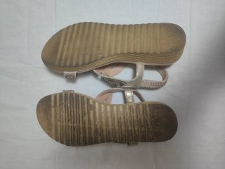 Sandali donna glitter e strass champagne 39