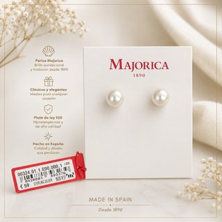 Pendientes Perla Majorica Plata 925 Dorados