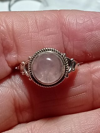 Anillo Plata Ley cuarzo rosa talla exacta 13,5 mm