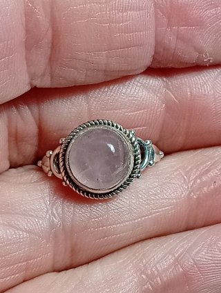 Anillo Plata Ley cuarzo rosa talla exacta 13,5 mm