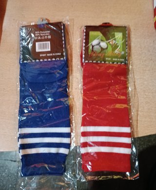 Lote 2 Calcetines Futbolista Rayas Azul/Rojo nuevo