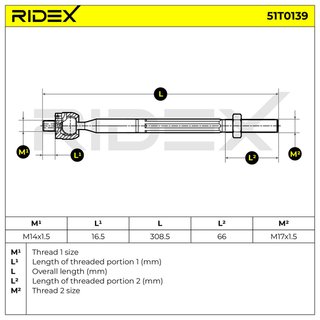Rótula axial dirección RIDEX 51T0139  MAZDA 3, 5