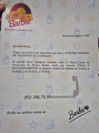 Carta Club Barbie 1996