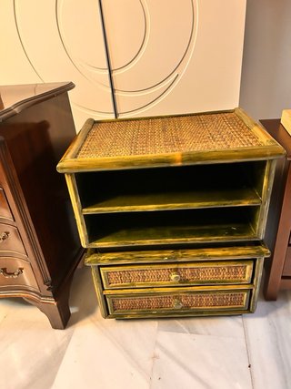 Coppia di Comodini Notte in Bambù Vintage