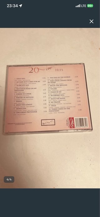 CD 20 Love Hits Original Songs